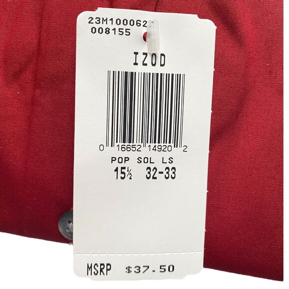 Mens Izod Dress Shirts Button Down Regular Fit Black Red Size Medium 15.5 32/33 - Picture 8 of 8